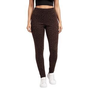 Suavé Knit Corduroy Leggings Large – Leopard Print Tummy Control Pants